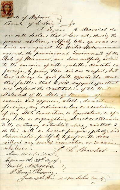 Jura lealtad al Gobierno de los Estados Unidos y al Estado de Missouri de E. LeMarchal